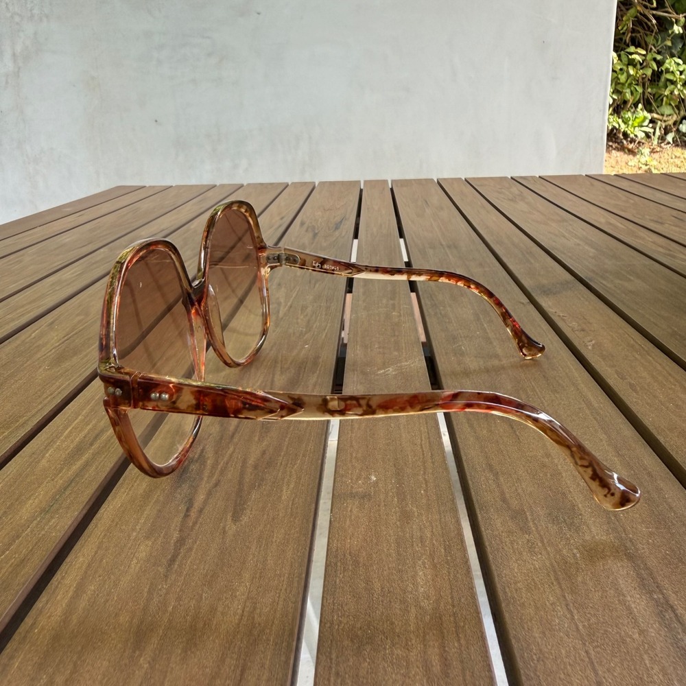 Vintage Italy Oversized Round Tortoiseshell Sunglasses Brown Gradient 301901 - Picture 2 of 6